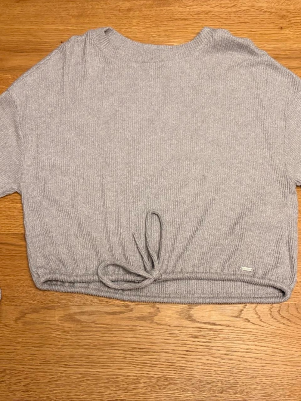 Gilly Hicks Light Heather Gray Tie-Hem Crewneck Sweater